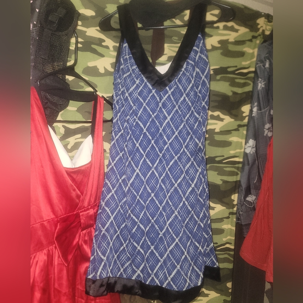 Guess Blue and White Midi Dress